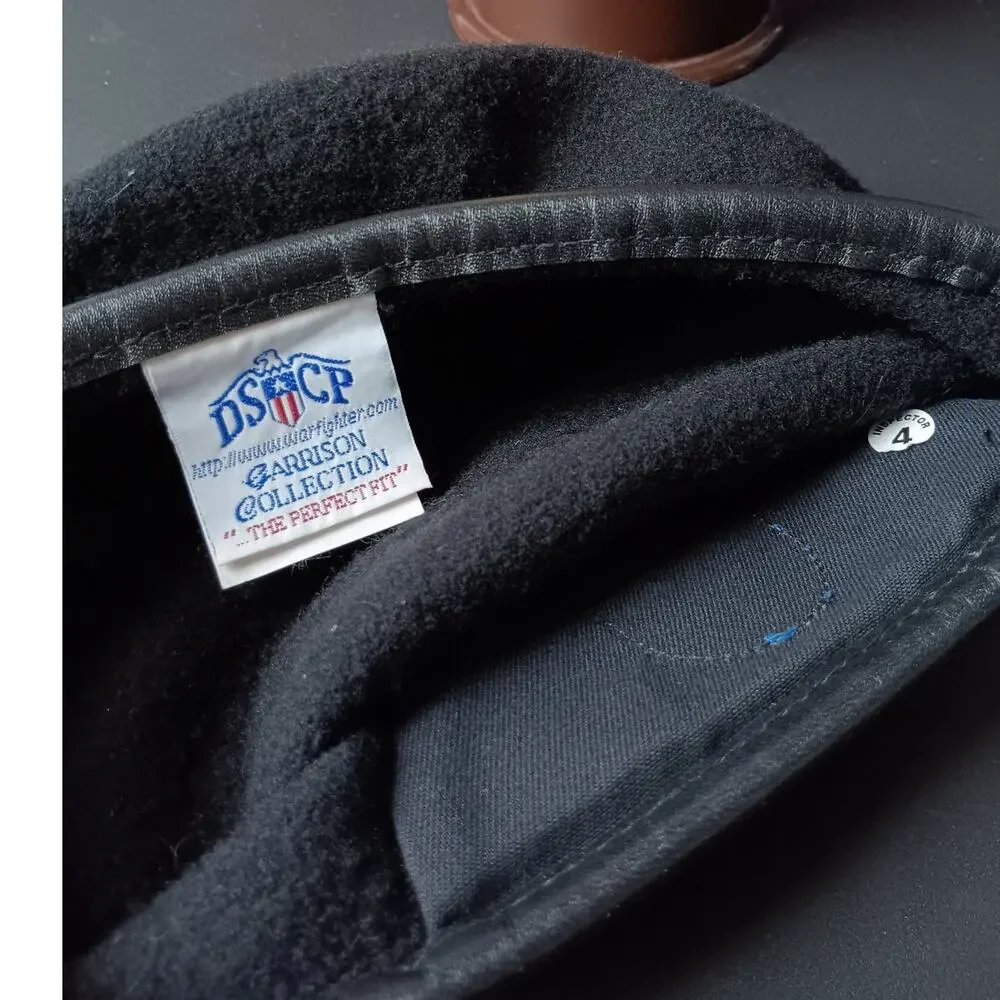 DSCP Garrison Army Wool Beret Vtg Mens Small 6 3/4 Black‎ Captain Bars USA Made